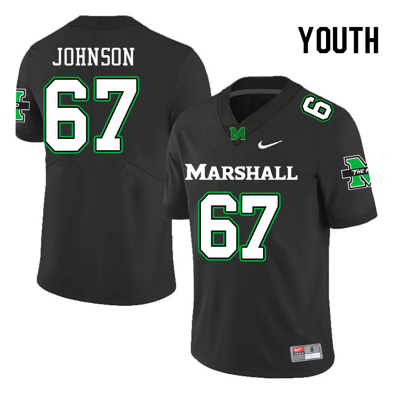 Youth #67 Caden Johnson Marshall Thundering Herd College Football Jerseys Stitched-Black